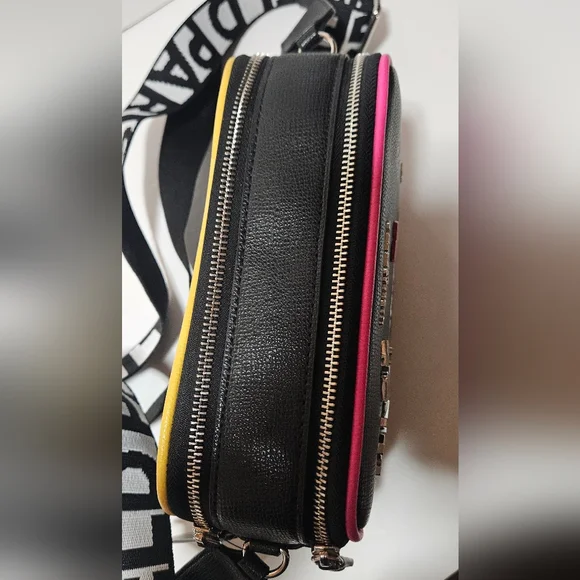 NWT Karl Lagerfeld Black Crossbody Bag with Pink Accents - Picture 6 of 8